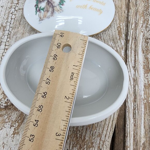 Vintage Designer Collection A Christmas Keepsake Porcelain Trinket Box Bunnies - Picture 5 of 5